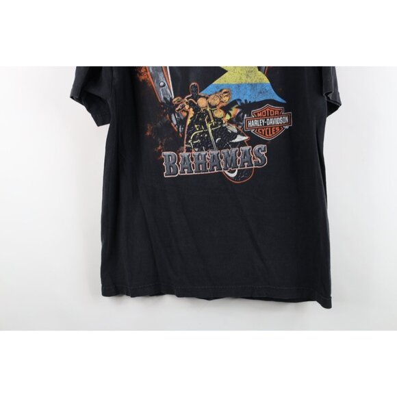 Vintage Y2K Harley Davidson Mens Large Faded Spell Out Bahamas T-Shirt Black - Picture 15 of 15